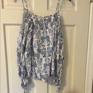 Blue and White Floral Women's Top